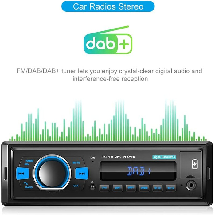 Автомобільна стереосистема DAB з Bluetooth 1 Din Підтримка цифрового медіаплеєра FM-радіо Автомобільний MP3-плеєр Еквалайзер Керування на керміUSB/AUX/SD/TF карта 32G SD-карта DAB32G