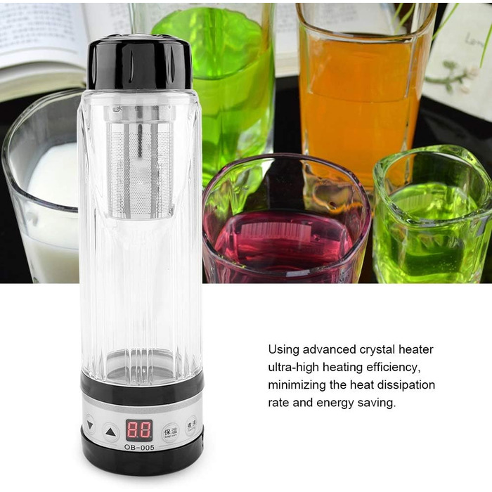 Автомобільний чайник Haofy, 12В / 24В 95Вт, 420мл подорожній чайний кухоль водонагрівач кружка пляшка тримач (чорний)