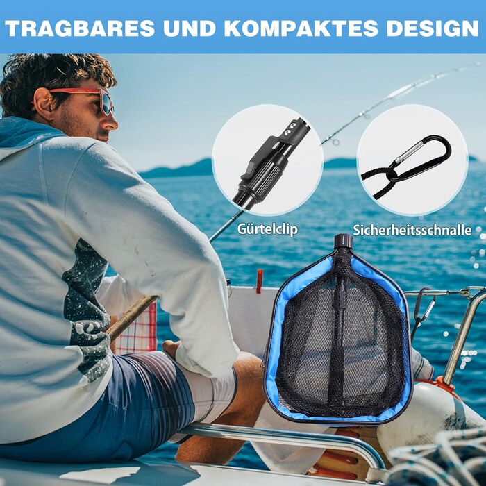 Підсак FLISSA для риболовлі, плавуча рибальська сітка, гумована рибальська сітка, складна, розсувна та зручна для риби, ідеально підходить для нахлистової риболовлі, риболовлі з каяка або човна