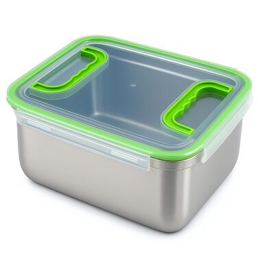 Контейнер для зберігання продуктів Always з нержавіючої сталі Герметичний та 100 герметичний, придатний для миття в посудомийній машині, духовці та морозильній камері Великий контейнер для приготування їжі, розстойки тіста, маринування (6 літрів)