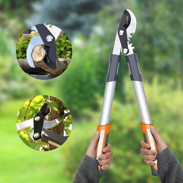 Садові ножиці AIRAJ Bypass 43 см, обрізають гілки 3 см, з тефлоновим покриттям та гострими лезами SK5, можуть обрізати сухі та вологі гілки.