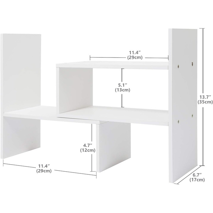 Книжкова полиця Hossejoy, регульована окремостояча книжкова полиця, тримач для книг, розширювана дерев&39яна окремостояча полиця для офісу, вітальні (білий колір)