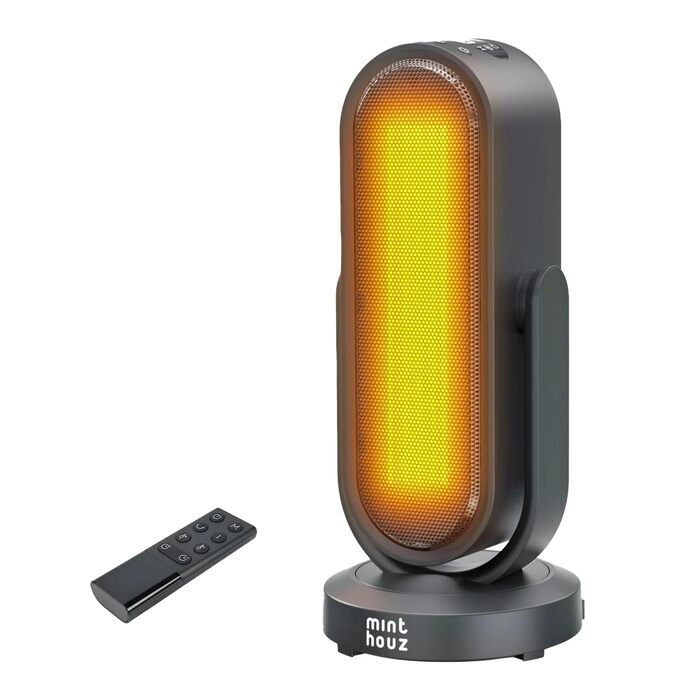 Енергозберігаючий вентилятор-обігрівач Minthouz, керамічний вентилятор-обігрівач потужністю 1500 Вт з PTC, 4-позиційним коливанням та дистанційним керуванням, екотермостат, 8-годинний таймер, захист від перегріву та перекидання, тихий для вітальні, спальн