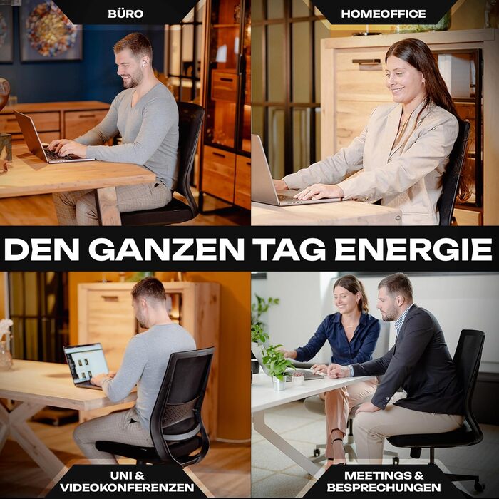 Ергономічне офісне крісло M2 без підлокітників та підголівника для максимальної свободи рухів, зручне офісне крісло для спини, зручне письмове крісло для офісу та домашнього офісу. Крісло M2 Essential (чорне).