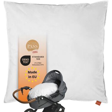 Подушка для коляски Sleepling 80x80 см, пухова ковдра для немовлят, подушка для коляски виготовлена зі 100 бавовни, 400 г пір&39я та пуху, Downpass, ковдра для коляски 80 x 80 см, можна прати, зроблено в ЄС