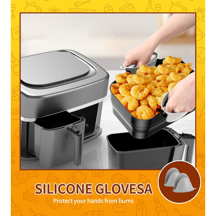 Аксесуари для фритюрниці Ninja AF500EU, подвійна фритюрниця 10 шт. Аксесуари для Ninja Foodi FlexDrawer 10.4 л з вкладишами та стійками