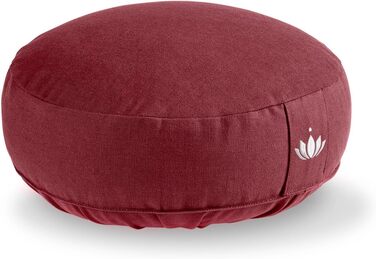 Подушка для медитації Lotuscrafts з висотою сидіння 10 см, надзвичайно низька, подушка для йоги з наповнювачем з полби, кругла подушка для йоги, кругла подушка для підлоги, подушка для медитації для йоги, чохол, який можна прати, сертифікована GOTS, бордо