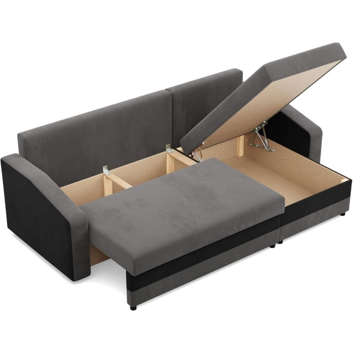 Кутовий диван з функцією сну та ящиком для зберігання Orion, Універсальний кутовий диван, L-подібний диван (ШxГxВ) 231 x 140 x 85 см, диван для вітальні, кутовий диван, сірий чорний (мікро 27 мікро 15)