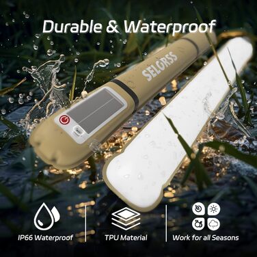 Надувні сонячні кемпінгові ліхтарі SELORSS, 86 см, складний телескопічний ліхтар, портативний світлодіодний вуличний ліхтар ємністю 2000 мАг, водонепроникний IP66 з білим світлом для кемпінгу 2 шт., хакі білий хакі, два шт.