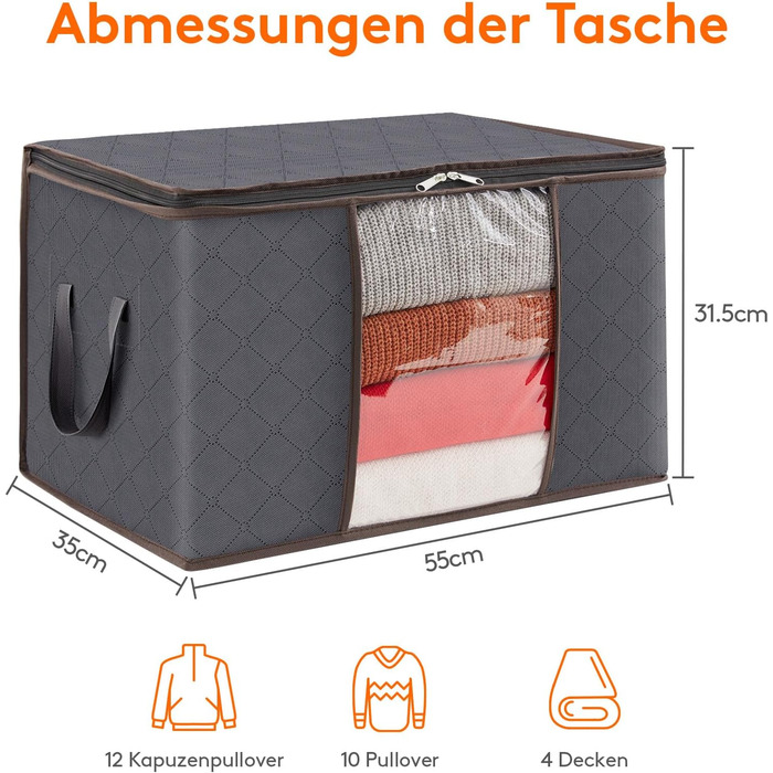 Мішок для зберігання Lifewit з 6 частин, коробка для зберігання з кришкою, органайзер для гардеробу, складні коробки для зберіганн