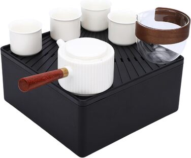 Керамічний чайник для подорожей Авто-Чай з елегантними чашками, ідеальний для пікніків та офісу