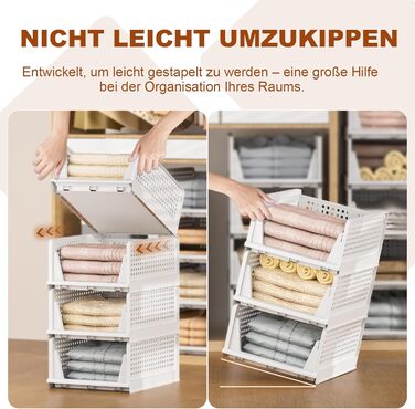 Елементний штабельований органайзер для гардеробу, складний органайзер для гардеробу, система зберігання в гардеробі, компактні коробки для зберігання та вставки для шухляд, білий, 5 шт. у упаковці, великий, 5-