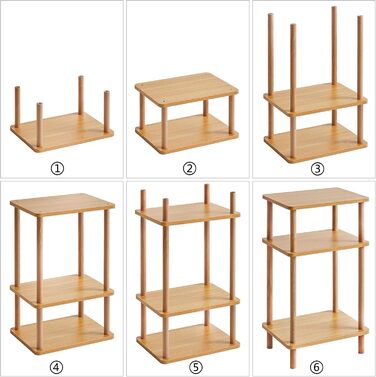 Дерев&39яний журнальний столик IBUYKE, тумбочка з 3 ярусами, 39x29x68,5 см, журнальний столик, столик для дивана, для спальні, вітальні, сучасний дизайн, легке складання, натуральний WST003N 39 x 29 x 68,5 см натуральний