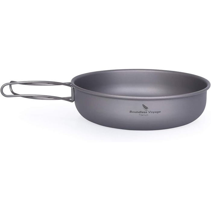 Безмежна подорож Титанова сковорода зі складною ручкою Ультралегка кемпінгова сковорода для пікніка Посуд Титанова сковорода Ti151