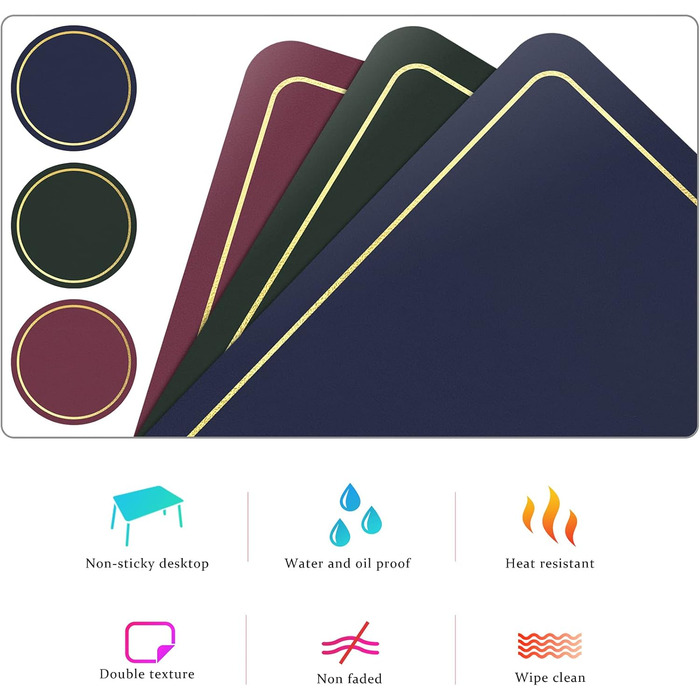 Підставки під тарілки шкіряні та підставки, підставки, що миються набір з 6 нековзних підкладок під тарілки зі штучної шкіри, 42 x