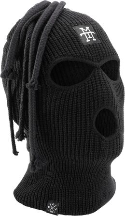 Балаклава Manufaktur13 Dread - лижна маска з 3 отворами та дредами, лижна маска різних кольорів, багатофункціональна маска, еластична/розтяжна, в&39язана, один розмір, чорна