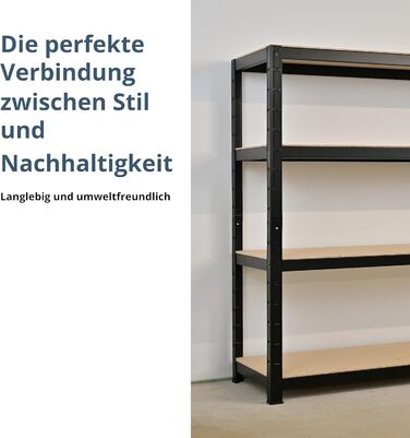 Стелаж SCHULTE Shelf World для важких умов експлуатації з 4 рівнями, 180x160x60 см (ВxШxГ), вантажопідйомність на рівень приблизно 250 кг, чорний текстурований, стелаж для зберігання, стелаж для підвалу, стелаж для майстерні, стелаж без ригелів