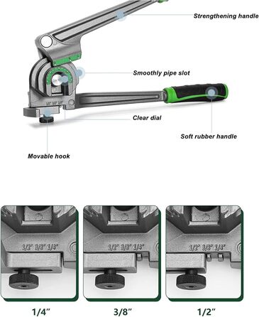 Трубогиб 3 в 1, мідний трубогиб на 180 градусів 1/4 3/8 1/2 дюйма, мідно-алюмінієвий трубогиб з зовнішнім діаметром для ремонту холодильних установок ОВіК