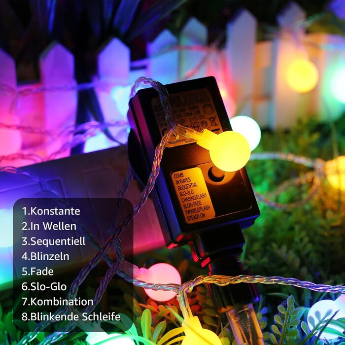 Світлодіодна гірлянда Lepro 100 різнокольорова 13M, зовнішнє освітлення для вечірок з вилкою, 8 режимів і функція позначки, ідеаль