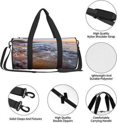 Спортивна сумка для подорожей, пляжу та відпочинку Мауї. Чорна сумка-органайзер з принтом Захід сонця на Гаваях, універсальний розмір.