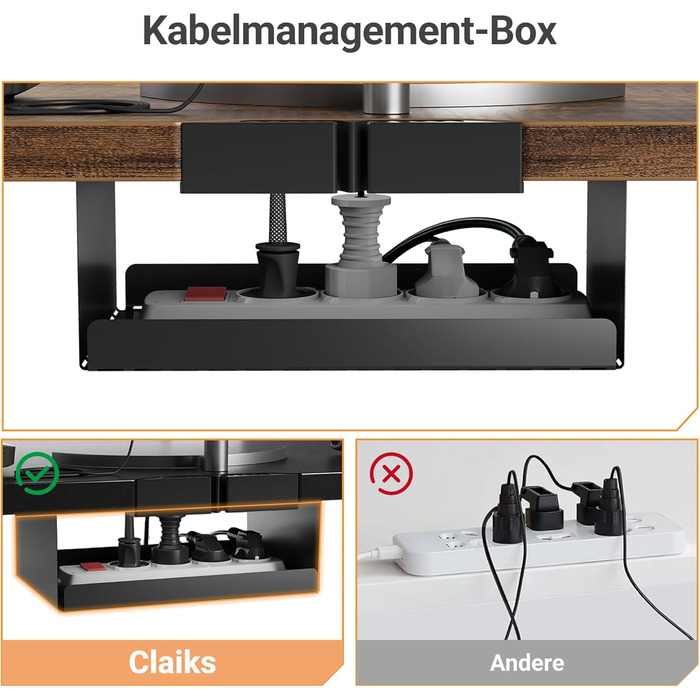 Рама столу Claiks з 2-моторним регулюванням висоти, електрична рама столу з USB-портом та кабельним лотком, рама столу з 4 налаштуваннями пам&39яті та 4 колесами, вантажопідйомність 100 кг, чорний колір