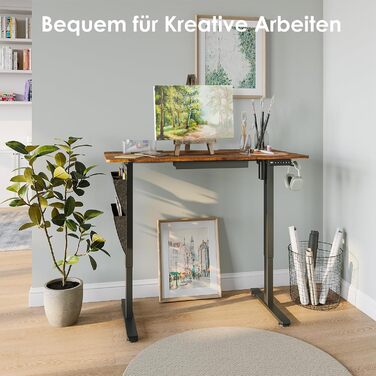 Електрично регульований по висоті стіл 120x60 см, стіл для роботи сидячи та стоячи з 3 налаштуваннями висоти та функцією пам&39яті, регульований комп&39ютерний стіл з шухлядами для домашнього офісу/кабінету, коричневий