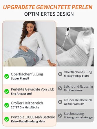 Бездротова ковдра з підігрівом Vofuoti з акумуляторною батареєю, 10000 мАг, нагрівальна подушка для спини з 3 режимами нагріву, електрична нагрівальна подушка для спини, плечей, живота, шиї, ніг, колін, можна прати в пральній машині, подарунок на День мат