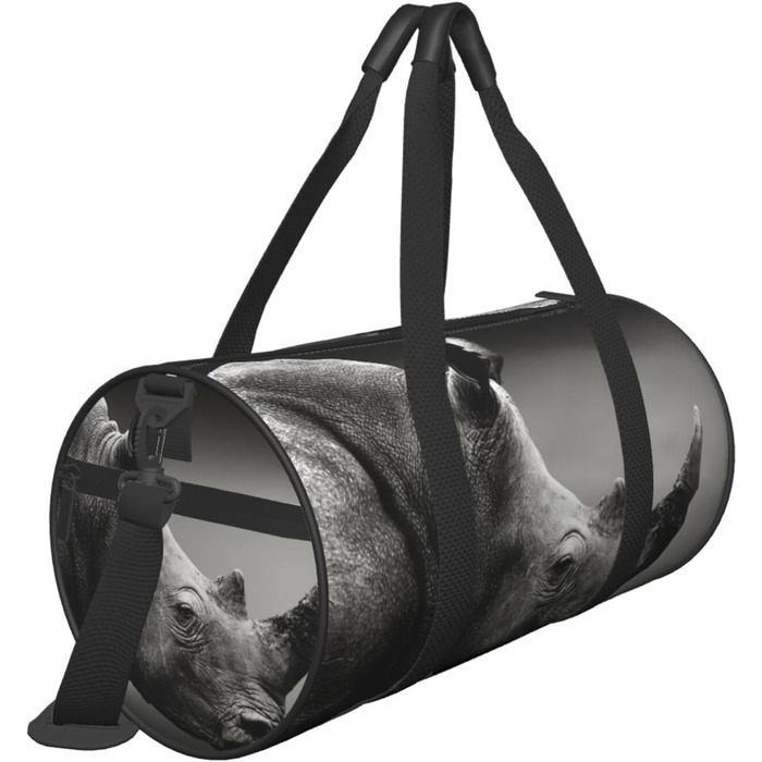 Спортивна сумка-рюкзак для подорожей з африканським принтом носорога, чорна, універсальний розмір
