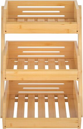 Бамбуковий кошик для фруктів, 3-рівнева миска для зберігання фруктів та овочів, ідеально підходить для кухонної стільниці, декоративне сховище для дому, коричневий, 3 яруси