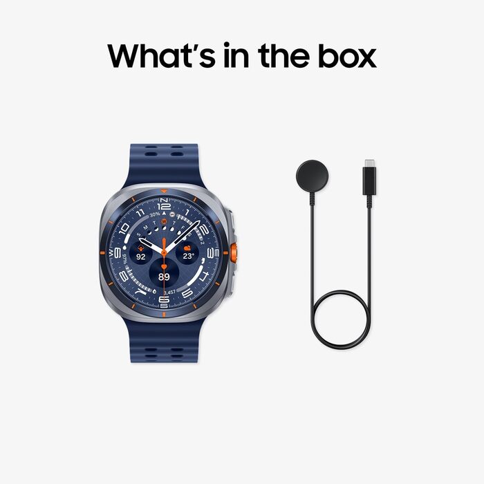 Розумний годинник Samsung Galaxy Watch Ultra (2025) з Galaxy AI, фітнес-годинник, морський ремінець, титановий корпус, кнопки швидкого доступу, подвійний GPS, 64 ГБ пам&39яті, 47 мм, LTE, титаново-синій, 3-річна гарантія виробника, титаново-синій S/M/L - 