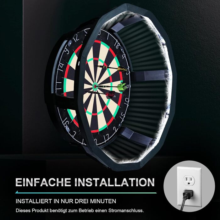 Підсвічування мішні для дартсу Яскраве світлодіодне освітлення на 360 градусів Система підсвічування мішні для дартсу Швидке встановлення без інструментів Підходить для 18-дюймових мішень для дартсу Аксесуари для дартсу