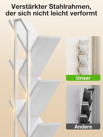 Книжкова полиця Coleshome у формі дерева, 6-ярусна окремостояча полиця, дерев&39яна книжкова полиця, підходить для вітальні та спальні, біла