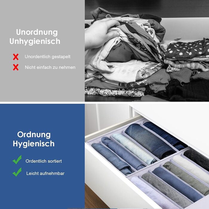 Органайзер для гардеробу, 6 предметів, для штанів, сорочок, спідньої білизни органайзер для шафи, система організації шухляд, органайзер для шухляд, 6 предметів (34*17*12 см - 7 відділень)