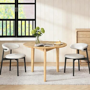 Круглий обідній стіл QLLY з масиву дерева, кухонний стіл, дерев&39яний стіл, плоскі ніжки (натуральний, 80 см, бежевий-круглий, 80 x 80 см)