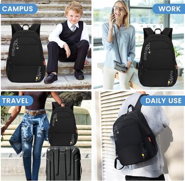 Рюкзак 40x20x25 для подорожей літаком Ryanair, розширюваний рюкзак для ноутбука 15,6 дюймів, дорожня сумка для ділових поїздок, рюкзак для ноутбука чорного кольору - 40 x 20 x 25 см