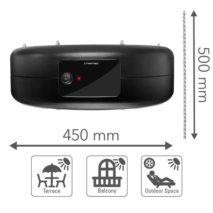 Обігрівач інфрачервоний Trotec IR 1550 SC 1500W + LED Black (1410003812)