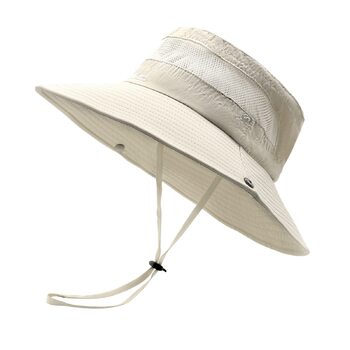 Жіноча сонцезахисна шапка, літня, для походів, жіноча кепка із захистом від ультрафіолету, складна сітка, з широкими полями, для сафарі-риболовлі, один розмір B - без отвору для хвоста - бежева