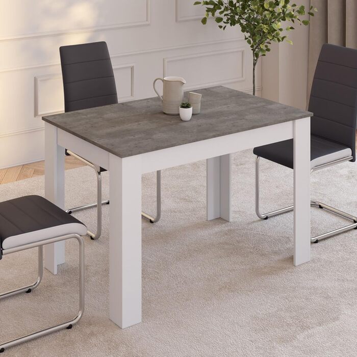 Прямокутний обідній стіл ROZY на 4 особи, білий, стільниця під бетон, 110 см