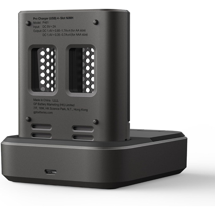 Зарядний пристрій GP RECYKO PRO USB P461, включаючи 4 батарейки RECYKO PRO AA 2000 мАг та USB-док-станцію, зарядний пристрій із док-станцією та 4 батарейками AA