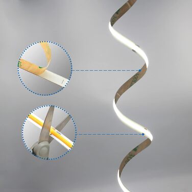 Світлодіодна стрічка TTWAY COB 2700K Теплий білий, 5M з можливістю затемнення 24 В гнучкий набір світлодіодних стрічок COB, 480 світлодіодів/м, блок живлення GS, з радіочастотним пультом дистанційного керування, CRI90 яскраве світло під шафою для телевізо