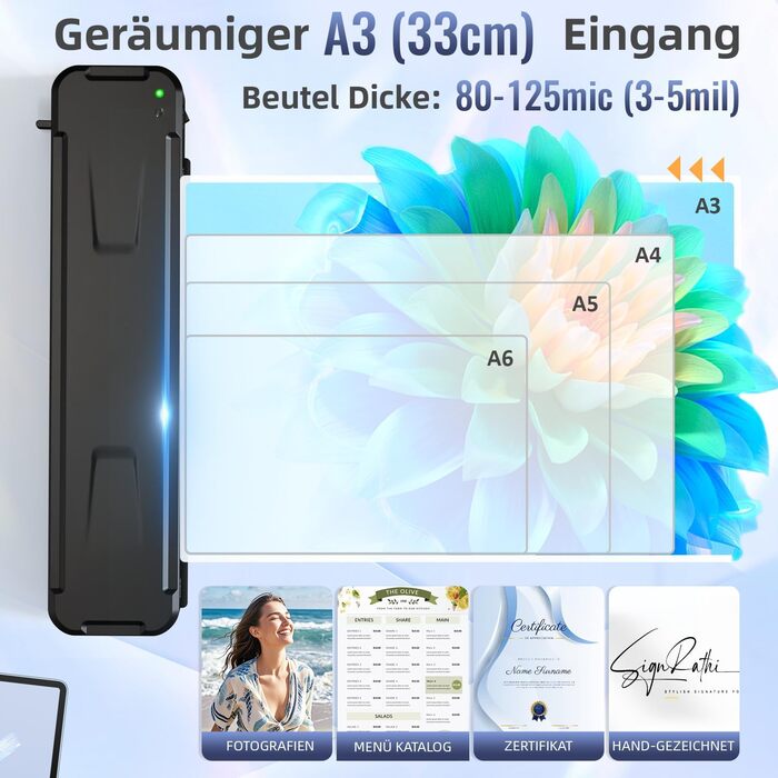 Ламінатор MAXDONE A3, ламінатор, 2-рулонна система з різаком для паперу та закруглювачем кутів, гарячий та холодний ламінатор, гладкий без бульбашок, ламінатор для фотодокументів форматів A3 A4 A5 A6 у школі, офісі FNL012