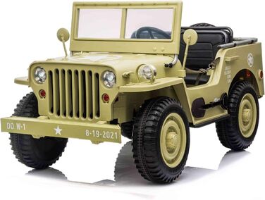 Дитячий електромобіль RIRICAR 4x4 12V USA Army, 3-місний, електромобіль для дітей з пультом дистанційного керування 2.4GHz, MP3/US