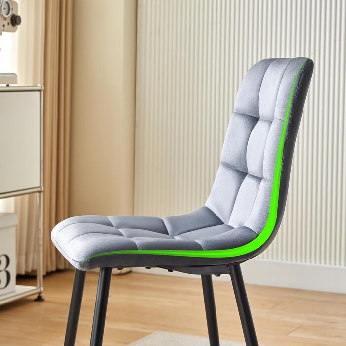 Обідні стільці, оббиті оксамитом, комплект Milano з 4 шт. , сірий, 521252.