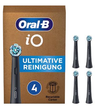 Щітки для чищення Oral-B iO Ultimate для електричної зубної щітки, 4 шт., Ultimate Tooth Cleaning with iO Technology, чорна, готова до поштової скриньки упаковка 4 шт. и (1 упаковка)