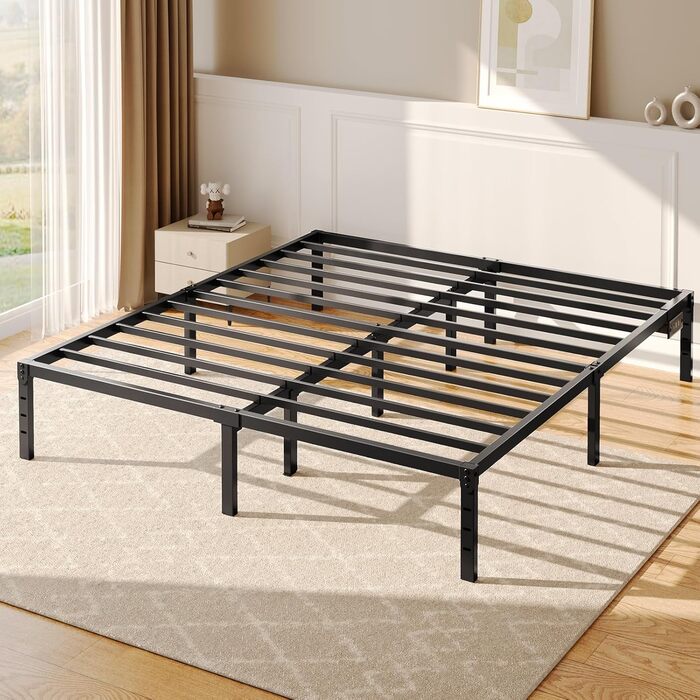 Каркас ліжка Rolanstar 180x200 см, двоспальне ліжко з функцією зберігання та міцними сталевими ламелями, легке складання, 31 см місця для зберігання під ліжком, металеве ліжко для спальні/гостьової кімнати 180 x 200 см