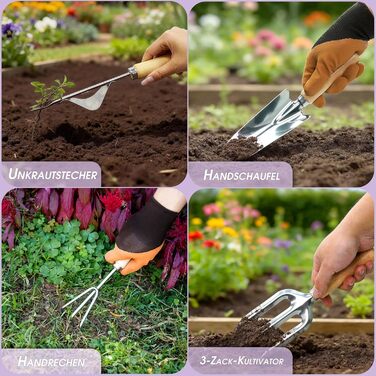 Набір садових інструментів Gartenwerk, 11 предметів, нержавіюча сталь секатор, рукавички, сумка для квітів, розпилювач, килимок для пересадки рослин інструменти для саду в рожевому кольорі