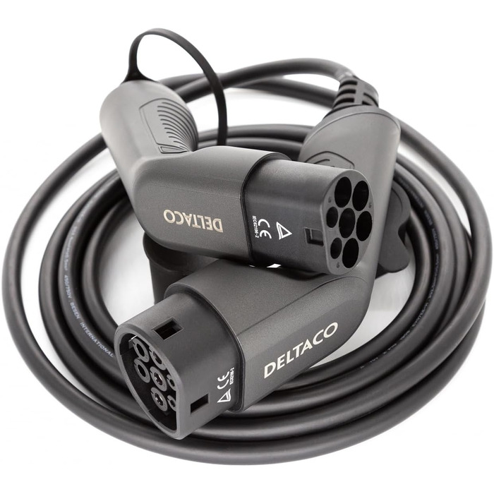 Зарядний кабель DELTACO Type 2 EV для електромобілів та гібридних транспортних засобів, кабель зарядного пристрою Mennekes, сумісн