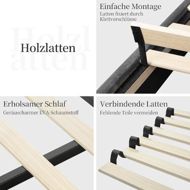 М&39яке ліжко Yaheetech Двоспальне ліжко 140 200 см Тканинне ліжко Дитяче ліжко М&39яке ліжко з регульованим узголів&39ям Каркас ліжка з рейковою основою, темно-сірий Темно-сірий 140 x 200 см