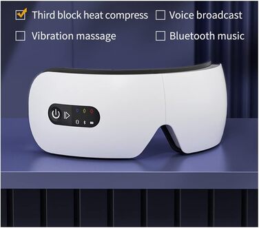 Масажер для очей Juwaacoo Вібраційний масаж Гарячий компрес Bluetooth Музика Захист очей знімає втому Світлодіодний дисплей (A)