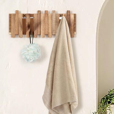 Звичайна дерев&39яна вішалка для пальто в сільському стилі з 8 гачками магнітна конструкція в шаховому порядку, відкидні настінні гачки для передпокою 42,5 см компактна настінна вішалка для курток, пальто та сумок. Розташування в шаховому порядку з 8 гачк